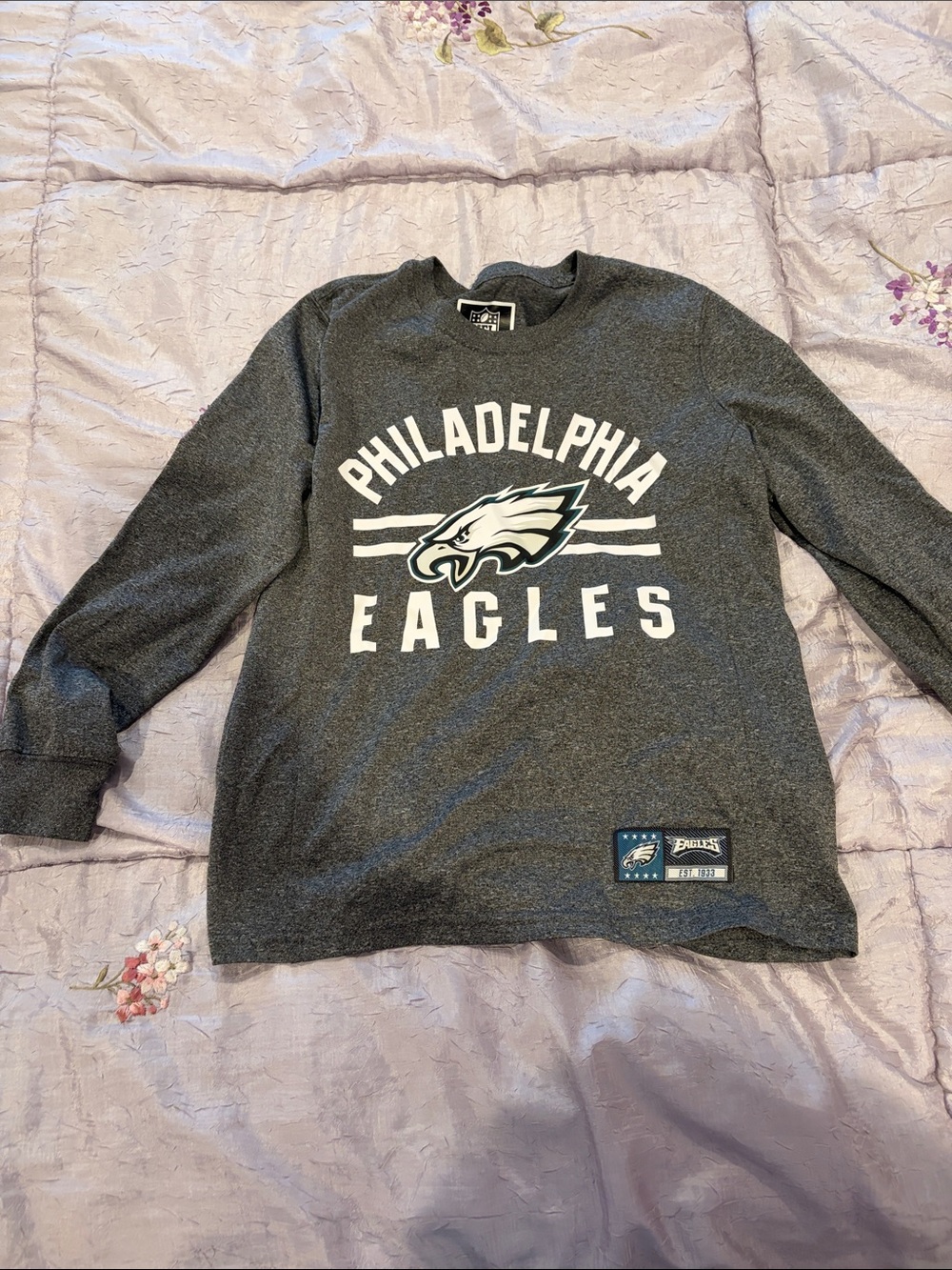 NFL Philadelphia Eagles Kids Heather Gray Long Sleeve Sweatshirt Size S (8)